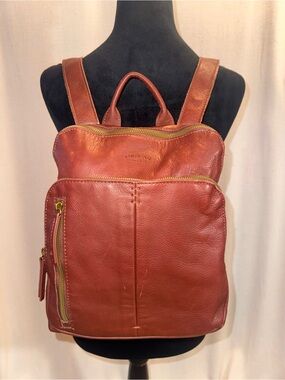 American Leather Co Cognac Backpack Canvas Straps